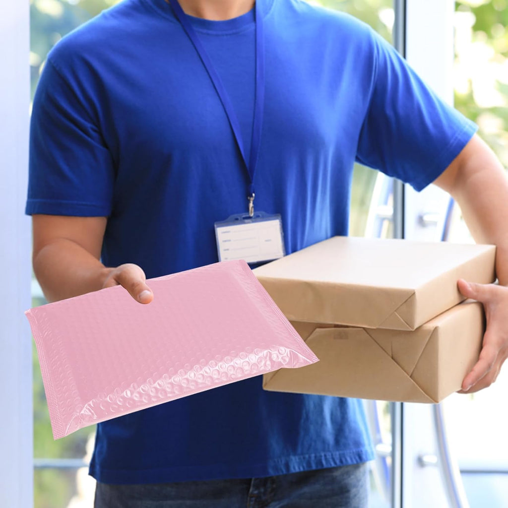 Bubble Mailers A4 Paper Size, 12x10 Padded Envelopes for Shipping, 25 Pack Mailing Packages with Self Seal Adhesive, Waterproof Bubble Envelopes (Pink)