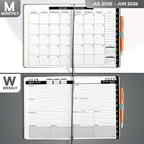 Ensight 2025-2026 HARDCOVER Leather Planner Weekly & Monthly - 6.5x8.5 Inches - Academic Planner Business Personal or Student - Pen Holder, Thick Paper, July 2025 - June 2026 (Grey)