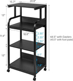 Printer Stand with Adjustable Shelf, 4 Tier Large Tall Printer Table with Wheels for Home Office Storage and Organization, Rolling Stand Cart for Computer Tower CPU Shredder, Black
