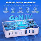 USB C Charger 300W USB C Charger Block 8-Ports GaN IV Fast Charging Station,PD 100W Laptop Charging Hub Wall Adapter Compatible with MacBook/Air,DELL,Steam Desk,iPhone 16/15/14,Galaxy S24 etc