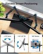HUANUO Freestanding Dual Monitor Stand, 32 Inch Dual Monitor Mount for 2 Screens, Holds up to 22 lbs per Arm, Monitor Arm Riser with Tempered-Glass Base, Tilt, Swivel, Rotation, Black