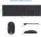 Wireless Keyboard and Mouse, Vssoplor 2.4GHz Rechargeable Compact Quiet Full-Size Keyboard and Mouse Combo with Nano USB Receiver for Windows, Laptop, PC, Notebook-Black