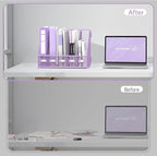 SUPEASY Desk Organizers Metal Desk Magazine File Holder with 5 Vertical Compartments Rack File Organizer for Office Desktop, Home Workspace, Purple Plus