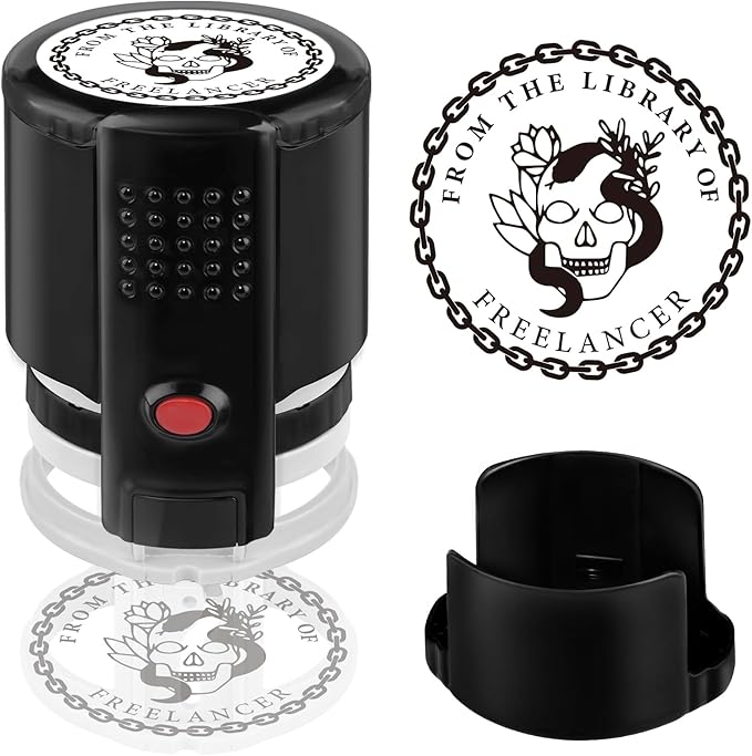 Custom Ink Stamp | Personalized Self Inking Stamp Gifts for Book Lovers, Readers, Teachers | 5 Ink Colors (Design-03)