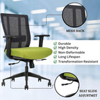 Ergonomic Office Chair - Breathable MESH - Back Adjustable Lumbar Support with 3-D ARMRESTS TILT Function and 360-DEGREE Swivel Wheels Comfortable Wide SEAT - Home Office Chair (Green) (Pack of 1)