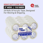 Tape Logic 3" x 110 yds Acrylic Packing Tape 2.2 Mil, Clear (24-Pack) Heavy Duty Packing Tape Rolls for Sealing Boxes at Home, Warehouse, & Office, Supplies for Packaging, Shipping, Moving