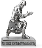 Medieval Armored Warrior Knight Pen Holder Desk Organizers and Accessories Resin Pencil Holder Paperweight as Gift with a Cool Letter Opener for Desk (Silver)