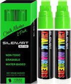 SILENART Thick Chalk Markers Green - 15mm Jumbo Tip Car Marker - Wide Window Chalk Pen for Chalkboard, Window, Glass, Mirror, Blackboard