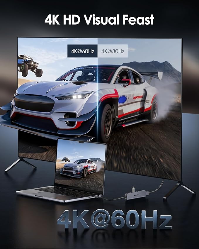 LENTION USB C Hub with 4K@60Hz HDMI, 2 USB C and 2 USB 3.2 Gen2 Transfer Data in 10Gbps Max, 100W Charging, for MacBook Pro M4, Mac Air, iPhone 15, Windows, More, Stable Driver Adapter (CE37 Gray)