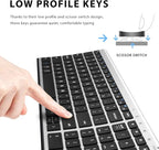 iClever BK10 Bluetooth Keyboard, Universal Bluetooth 5.1 Wireless Keyboard with Number Pad, Ergonomic Design, Multi-Device Compatibility, Stable Connection for Mac, iPad, iPhone, Android, Windows