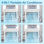 Antarctic Star 10,000 BTU Portable Air Conditioners Cools Up to 450 Sq.Ft, 4 Modes Portable AC with LED Display/Remote/24Hrs Timer for Home/Office/Dorms, White