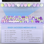 Computer Wired Keyboard, Plug Play USB Full-Size Keyboard with Large Number Pad, Caps Indicators, Foldable Stands, for Windows 7/8/10 PC Laptop (Purple Colorful)