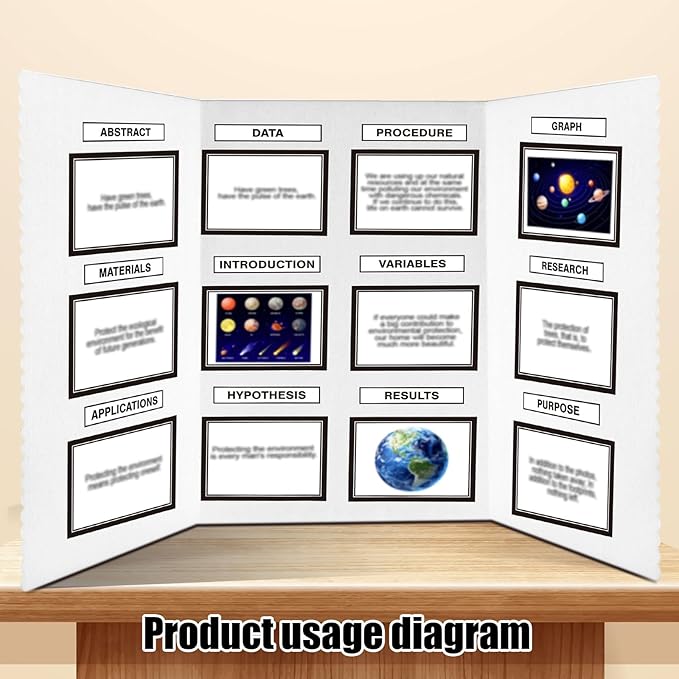Paterr Trifold Poster Board with Storage Bag, Hook and Loop Fabric, Foldable 3 Panel Presentation Board for Science Fair and Exhibitions(White,72 x 36 Inch)
