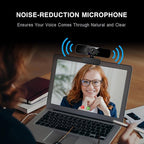 2K Webcam for PC, 85° View USB Computer Camera, with Noise Canceling Microphone & Privacy Cover, HD Web Cameras for Desktop Laptop Monitor Mac Streaming, Video Calling Webcams, 1pc cable organizer