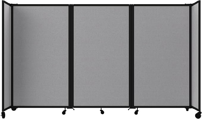 Versare Room Divider 360 Portable Wall Partition | Folding Panels | Large Freestanding Divider | Locking Wheels | Temporary Room Separator