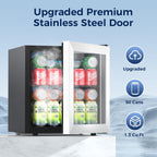 Beverage Refrigerator, 50 Cans Mini Fridge Cooler, ETL Approved 1.3 Cu.ft with Glass Door, Adjustable Shelves, Digital Temperature Freestanding Small Drink Fridge Soda Beer or Wine for Home Dorm Bar