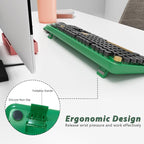 Wireless Keyboard,KOOTOP Cute Colorful 104 Keys Typewriter Retro Round Keycaps Keyboard for PC Laptop,Desktop,Windows, Home and Office Keyboards (Black Green)