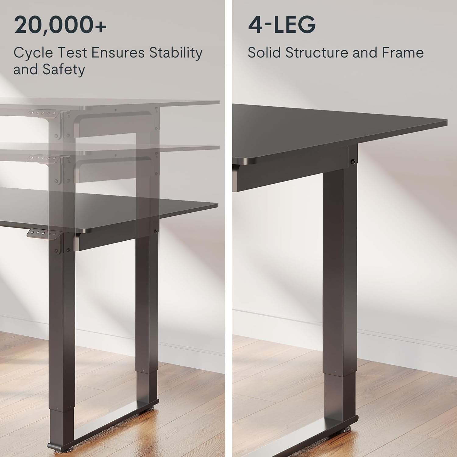 FLEXISPOT 4 Leg Standing Desk 71 x 32 Inch Electric Adjustable Height Sit Stand Desk with Splice Board Home Office Desk, Black Top + Black Frame