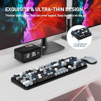 FOPETT 2.4GHz Wireless Keyboard and Mouse Set with Switch Button - Full-Size Keyboard - Compatible for Windows/Laptop/PC/Notebook/Smart TV and More - Grey Colorful