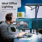 Desk Lamp for Computer Monitor Arms, Compatible with 1.18-1.38 inch Diameter Pole-Mounted Dual Monitor Stand, 1200LM Dimmable Desk Light with Remote Control, 31" Tall, CRI 95, Timer