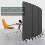 Soundproof Room Divider W/Wheels, 66in Office Dividers for Sound Proofing & Reducing, Sound Proof Dividers for Office Partitions Portable Temporary Wall Acoustic Wall Divider (Cool Grey, 4 Panel)