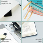 POPRUN Planner 2025-2026 (Medium - 6.5'' x 8.5'') Academic Weekly Calendar (July 2025 - June 2026) with Hourly Time Slots, Monthly Tabs, 100GSM Thick Papers, Leather Soft Cover - Pink