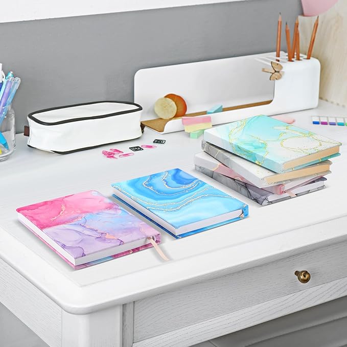 Yexiya 6 Pcs Stretchable Book Cover Jumbo Fabric Book Covers Colorful Pattern Book Protector Washable Reusable Protective Textbook Cover for Hardcover Textbooks up to 9 x 11 in (Marble Pattern)