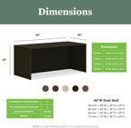 HON MOD Executive Desk 66-Inch Large Computer Desk Shell, Thick Wooden Laminate, Modern Table with Cord Management, 66" W x 30" D x 29" H, Java Oak