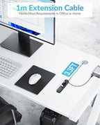 PHIXERO 7 Port USB Hub, 3.3FT/1M Long Cable USB 3.0 Hub Multi USB Port Hub Adapter Extension USB Splitter USB Hub for PC, Compatible with All USB 3.0/2.0/1.1 Device