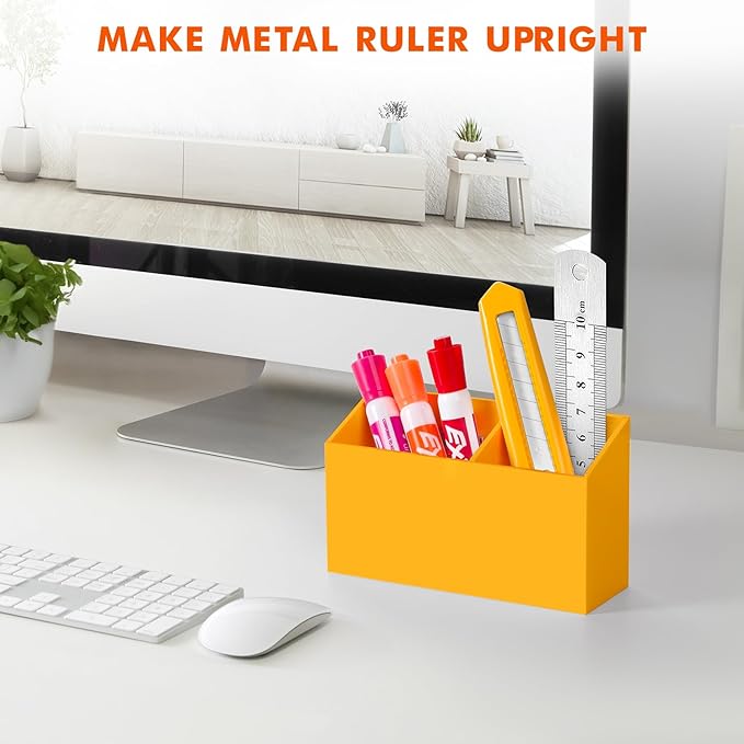 BEYGORM Magnetic Dry Erase Marker Holder for Whiteboard,Non-slip Acrylic Magnet Pen Holder for Fridge Refrigerator,Locker Organizer for Work,Locker Accessories,Pencil Cup for Desk(Orange)