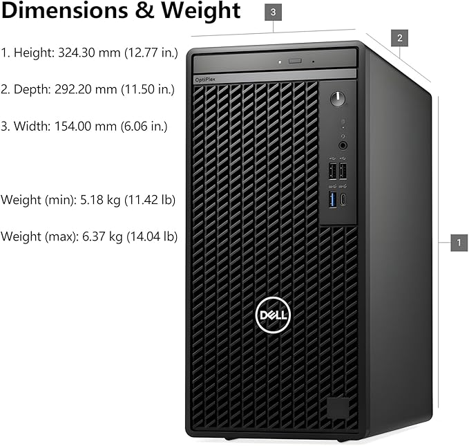 Dell Optiplex Desktop Computer, 7020 Tower Dekstop Pc, 12th Gen Intel 4-Core Processor (Beats Core i7-9700), 64gb Ddr5 Ram, 2tb Pcie Ssd, Dvdrw, WiFi Adapter, Rj-45, Keyboard & Mouse, Windows 11 Pro