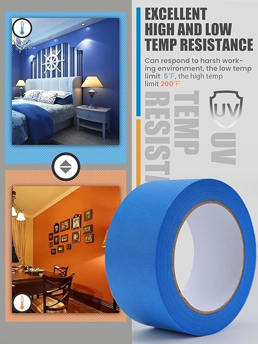 Lichamp Blue Painters Tape Bulk, 10 Pack 1.9 inch Wide by 55 Yards Tape, Blue Tape for Crafts Arts