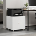 Warmiehomy Metal Printer Stand with Storage Mobile Printer Tables for Small Spaces with Door Adjustable Shelf File Cabinet on Wheels for Home Office (White)