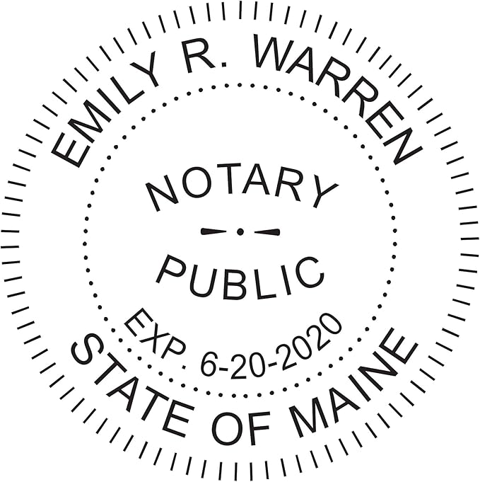MaxMark Round Notary Pre-Inked Stamp for State of Maine