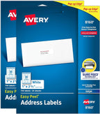 Avery Easy Peel Printable Address Labels with Sure Feed, 1" x 2-5/8" Customizable Stickers, White, 1,500 Blank Mailing Labels, Great for Mailing, Shipping, and More (2-Pack of 08160)
