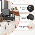 CLATINA Office Reception Guest Chair Mesh Back Stacking with Ergonomic Lumbar Support and Thickened Seat Cushion for Waiting Conference Room Black 4 Pack