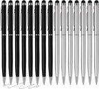 15 Pack Stylus Pens for Touch Screens Stylus Pen Compatible with Phone Tablets Kindle and Black Ink Ballpoint Pens-2 in 1 Stylists pens for Touch Screens (Silver & Black)