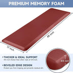 StepRite 4/5 Inch Thick Kitchen Mat Anti Fatigue Mat Kitchen Rugs Kitchen Decor Non-Slip, Stain Resistant, Waterproof Kitchen Mats Desk Mat for Kitchen, Office, Workshop, Red, 17'' x 47''