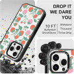 MOSNOVO Magnetic Case for iPhone 14 Pro Max, 10ft Military-Grade Protection, Compatible with Magsafe, Shockproof Phone Case for iPhone 14 Pro Max - Strawberry Garden - Clear Black