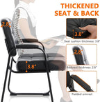 CLATINA Big & Tall Waiting Room Guest Chair with Bonded Leather Padded Arm Rest and Sled Base for Office Reception Lobby and Conference Desk, Black(8 Pack)