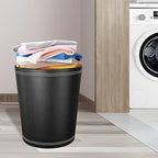 Pu Leather Trash Can, 2.6 Gallon Black Bathroom Trash Can, Small Office Garbage Can Wastebasket for Bedroom, Kitchen, Round Trash Bin Decorative Under-Sink/Desk/Home Easy to Clean