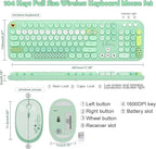 Wireless Keyboard Mouse Set,MOFII 104 Round Keys Lovely Retro Cute Colorful Computer Typewriter Keyboard and Mouse for PC/Mac/Laptop/Tablet/Computer/Windows Green