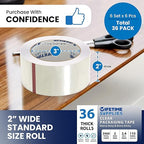 36 Rolls | 2.4 mil Clear | 110 Yards Each (3960 Yards Total) | 2" Premium Packing Tape Heavy Duty Packaging Tape for Shipping Moving Stronger Thicker