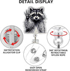 Raccoon ID Badge Reel Holder Retractable Medical Badge Reels Designs Cute and Funny Racoon OK Gesture Shirt Badge Clip Holders for Teacher Doctor Office Retractable Nursing Social Worker Accessories