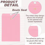 Geyee 100 Pcs Clasp Manilla Envelopes 9 x 12 Inch Gummed Colored Envelopes for Storing or Mailing for Home Office Business Supplies(Cherry Color)