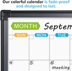 JILoffice Magnetic Dry Erase Calendar Whiteboard, 2 Month White Board Planner 36 X 24 Inch, Black Aluminum Frame Wall Mounted Board for Office Home and School
