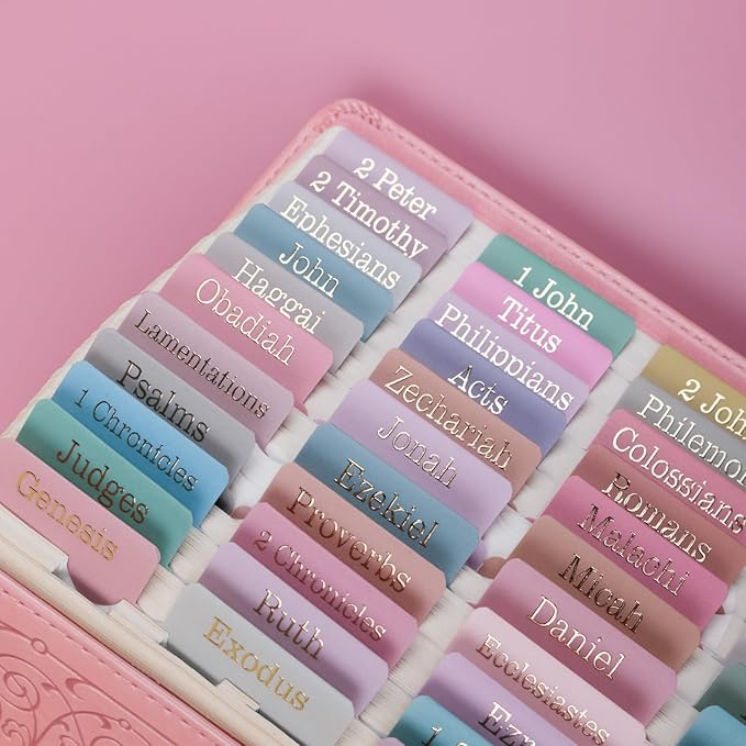 UPAFEXXI-Laminated Bible Tabs (Gold Foil Embossed Lettering), Bible Tabs for Women and Men, Reposition Large Print Stickers, Easy to Read and Apply, 80Chapters Labels for Easy Navigation