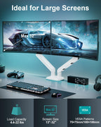 Dual Monitor Desk Mount, 13-32 inch Adjustable Gas Spring Monitor Arm, Computer Display Stand Holder with Clamp and Grommet Base, Fits 4.4 to 22lbs Screens, VESA Mount Bracket, White, Freelift Pro