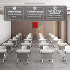 Conference Table,Folding Conference Tables Modern White Conference Room Table with Wheels, 2-10 Persons,for Office, Meeting Room (6, 1606YH, 47IN)