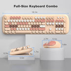 MOFII Wireless Keyboard and Mouse Combo, Full-Sized Colorful Typewriter Keyboard with Round Keycaps, 2.4G Cute Mouse Compatible with PC/Laptop/Computer,Milk Tea Color